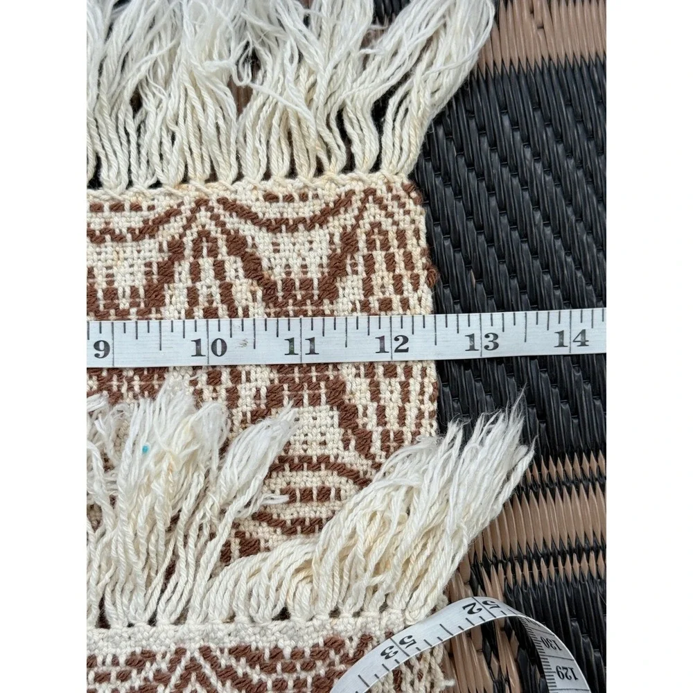 Heritage Handweaving Table Runner Kathleen Corey Flaherty Brown Cream Excellent